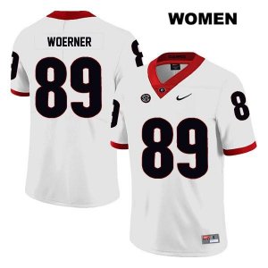 Women's Georgia Bulldogs NCAA #89 Charlie Woerner Nike Stitched White Legend Authentic College Football Jersey EUS2454TD